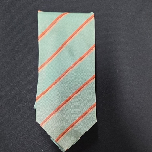 Burberry Mint and Coral Striped Tie - Picture 1 of 4